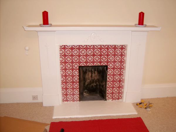 Plastering around fireplace